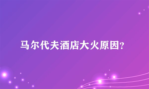 马尔代夫酒店大火原因？