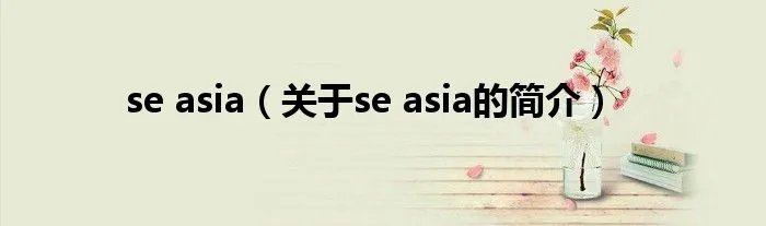 se asia(关于se asia的简介)