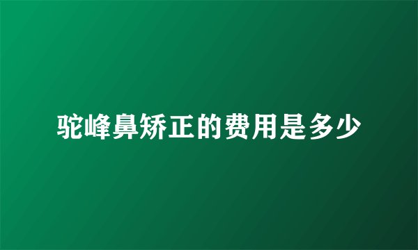 驼峰鼻矫正的费用是多少