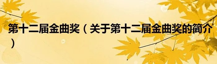 第十二届金曲奖（关于第十二届金曲奖的简介）