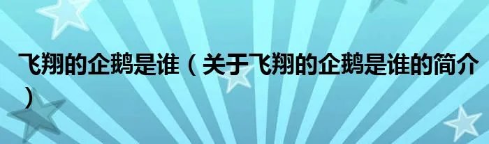 飞翔的企鹅是谁（关于飞翔的企鹅是谁的简介）