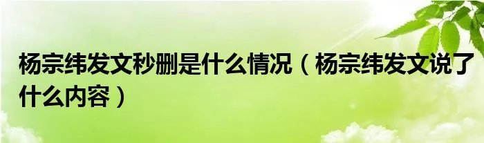 杨宗纬发文秒删是什么情况（杨宗纬发文说了什么内容）