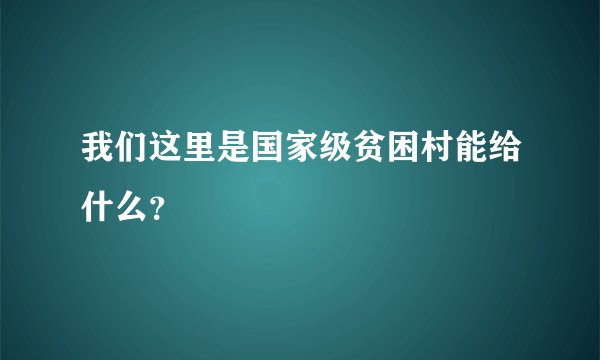 我们这里是国家级贫困村能给什么？