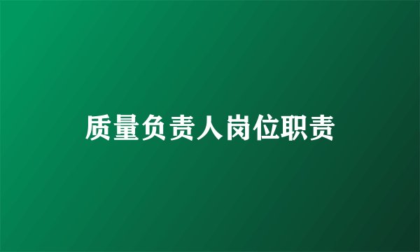 质量负责人岗位职责