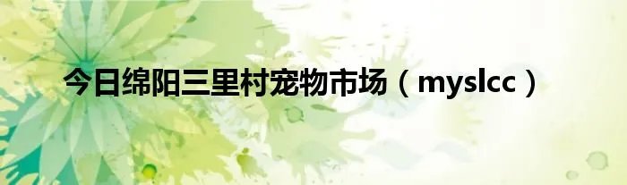 今日绵阳三里村宠物市场（myslcc）
