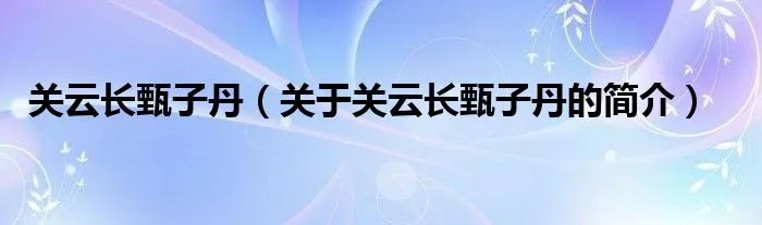 关云长甄子丹（关于关云长甄子丹的简介）