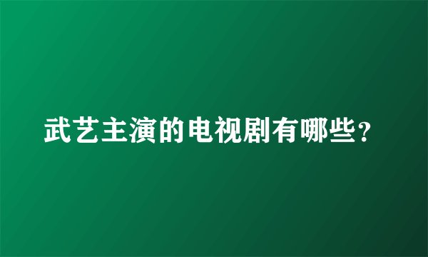 武艺主演的电视剧有哪些？