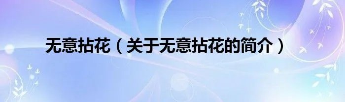 无意拈花（关于无意拈花的简介）