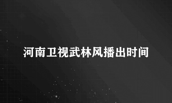 河南卫视武林风播出时间