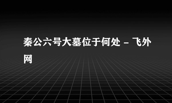 秦公六号大墓位于何处 - 飞外网
