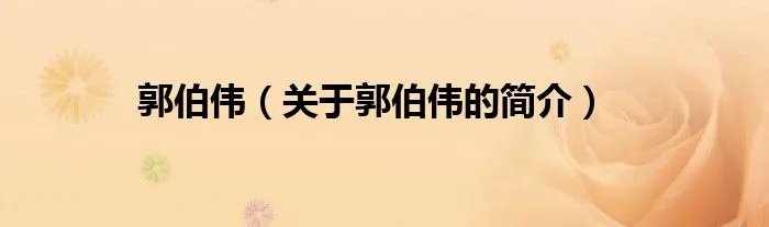 郭伯伟（关于郭伯伟的简介）