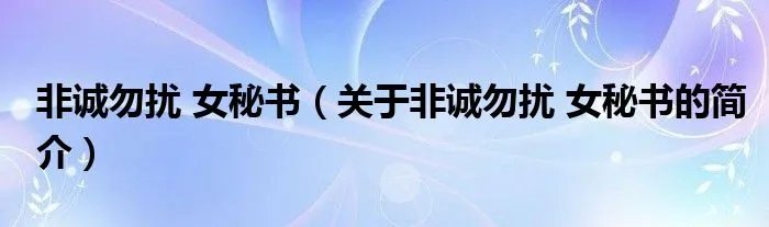 非诚勿扰 女秘书（关于非诚勿扰 女秘书的简介）