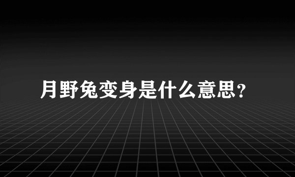 月野兔变身是什么意思？