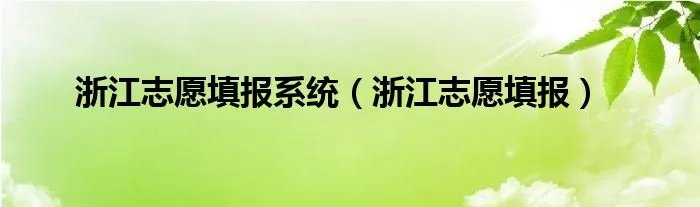 浙江志愿填报系统（浙江志愿填报）