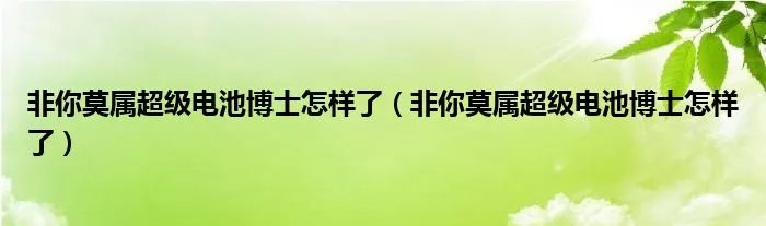 非你莫属超级电池博士怎样了（非你莫属超级电池博士怎样了）