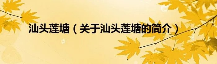 汕头莲塘（关于汕头莲塘的简介）