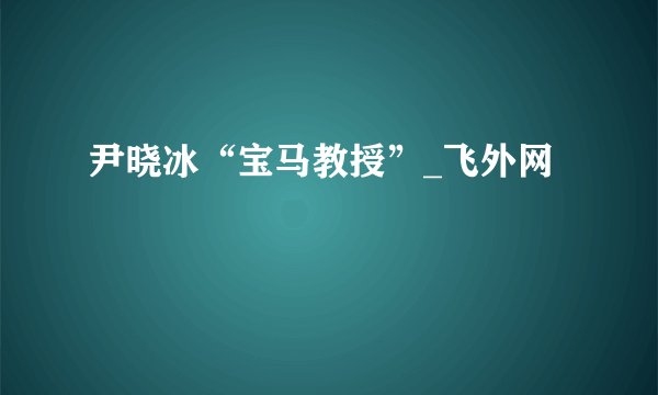 尹晓冰“宝马教授”_飞外网