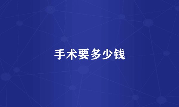 手术要多少钱