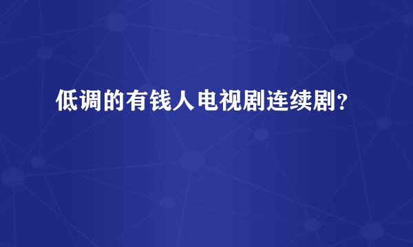 低调的有钱人电视剧连续剧？