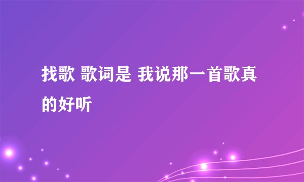 找歌 歌词是 我说那一首歌真的好听