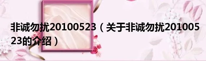 非诚勿扰20100523(关于非诚勿扰20100523的介绍)