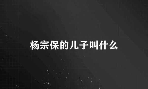 杨宗保的儿子叫什么