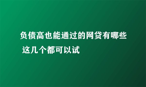 负债高也能通过的网贷有哪些 这几个都可以试