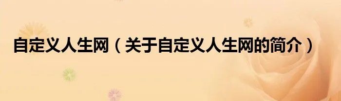 自定义人生网（关于自定义人生网的简介）