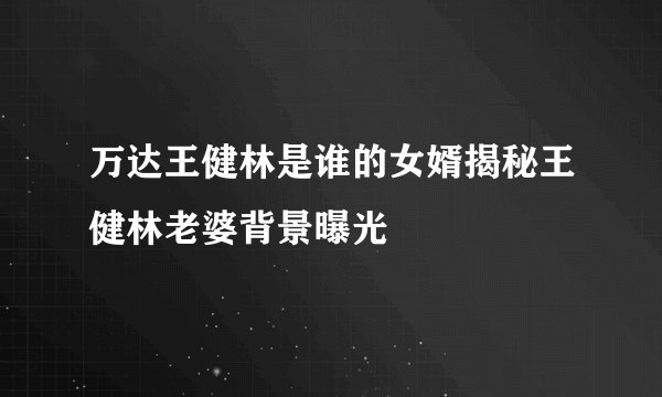 万达王健林是谁的女婿揭秘王健林老婆背景曝光