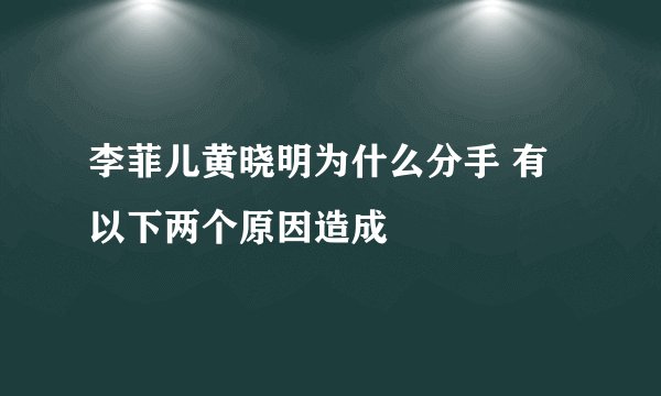 李菲儿黄晓明为什么分手 有以下两个原因造成