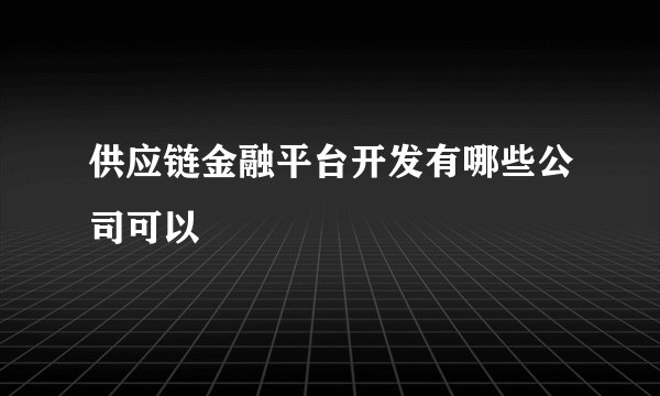 供应链金融平台开发有哪些公司可以