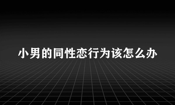 小男的同性恋行为该怎么办