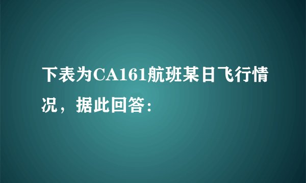 下表为CA161航班某日飞行情况，据此回答：