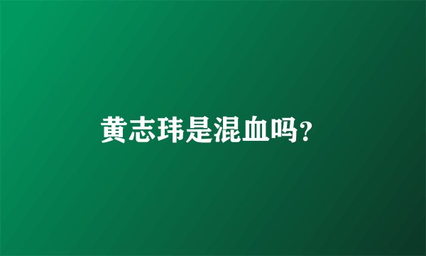 黄志玮是混血吗？