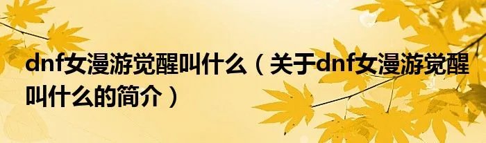 dnf女漫游觉醒叫什么（关于dnf女漫游觉醒叫什么的简介）