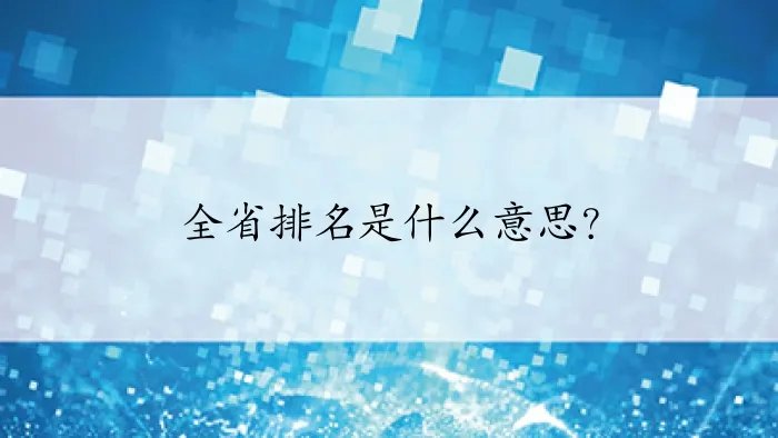 全省排名是什么意思？