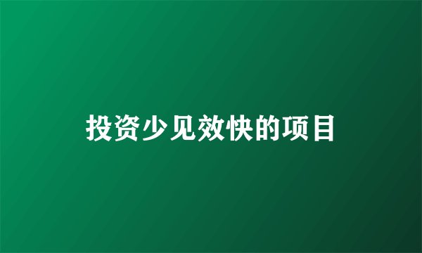 投资少见效快的项目
