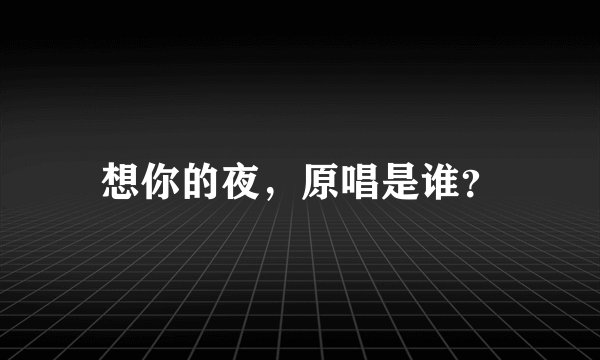 想你的夜，原唱是谁？