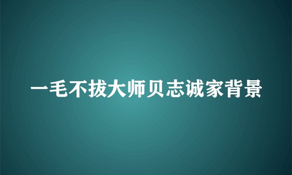 一毛不拔大师贝志诚家背景