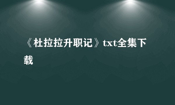 《杜拉拉升职记》txt全集下载