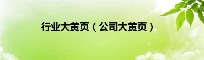 行业大黄页（公司大黄页）