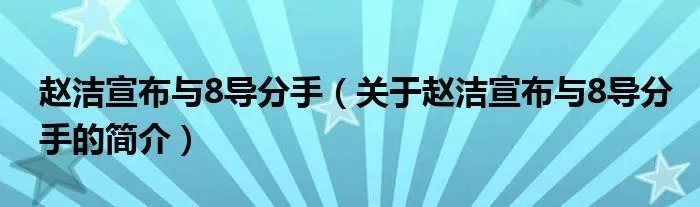 赵洁宣布与8导分手（关于赵洁宣布与8导分手的简介）