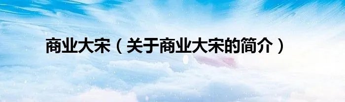 商业大宋（关于商业大宋的简介）