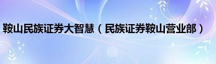 鞍山民族证券大智慧（民族证券鞍山营业部）