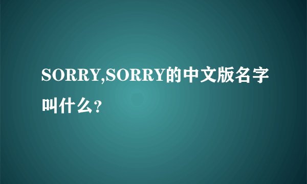 SORRY,SORRY的中文版名字叫什么？