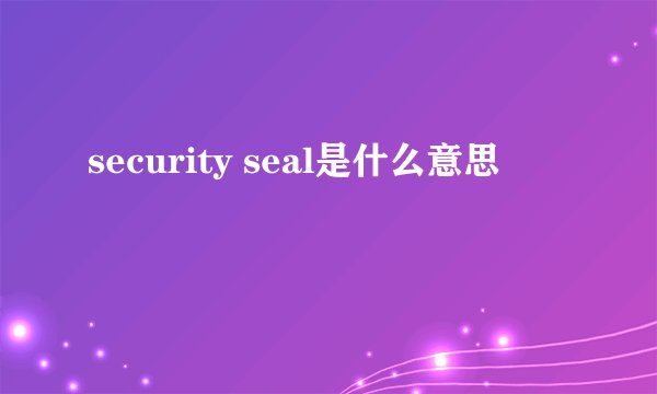 security seal是什么意思