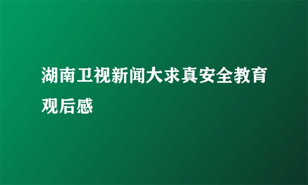 湖南卫视新闻大求真安全教育观后感