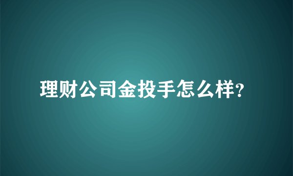 理财公司金投手怎么样？
