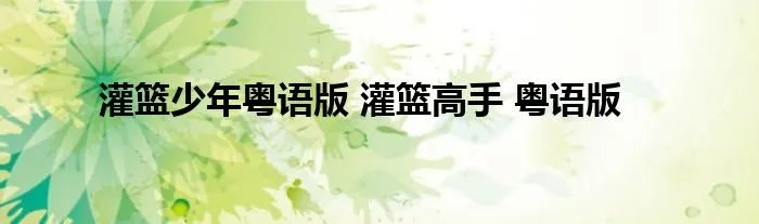 灌篮少年粤语版 灌篮高手 粤语版