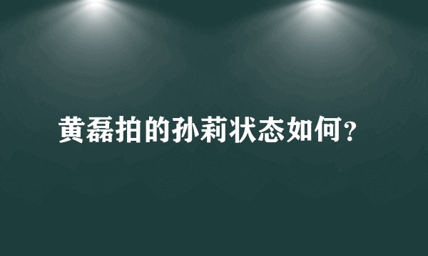 黄磊拍的孙莉状态如何？